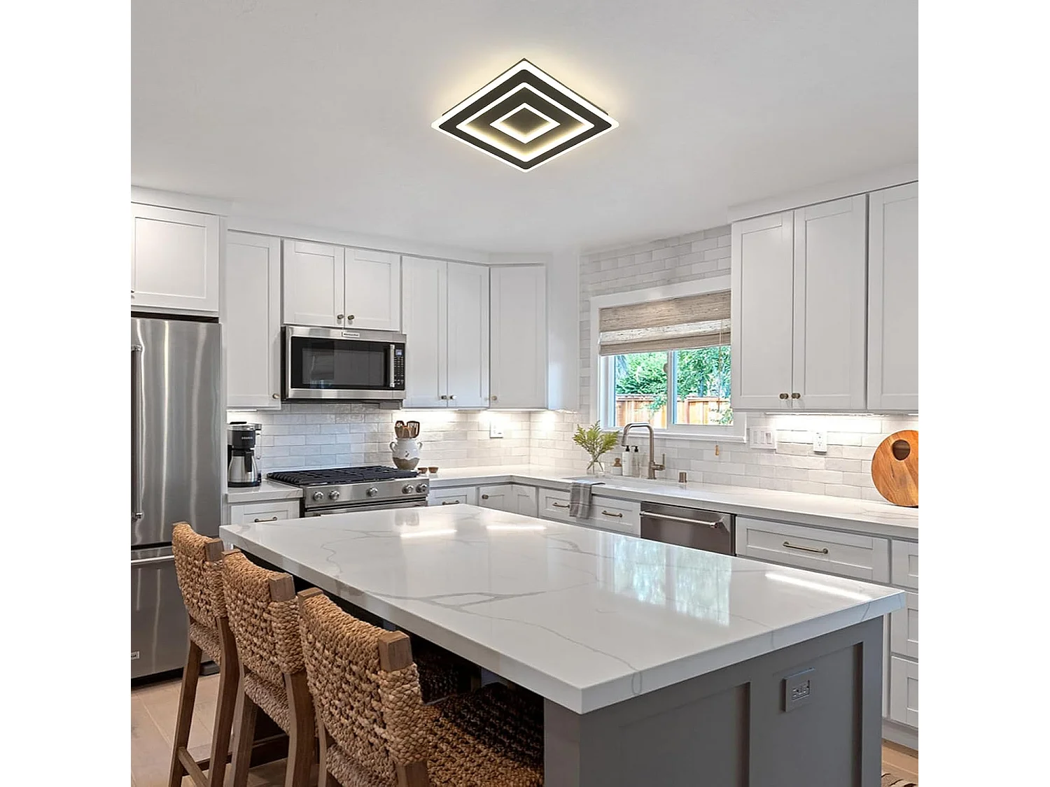 Plafonnier LED Noir Carré Moderne for Salon, 52W 5850LM 40cm Luminaire Plafonnier Intérieur Lampe de Plafond pour Chambre à Coucher, Salon, Lumière Naturelle 4500K