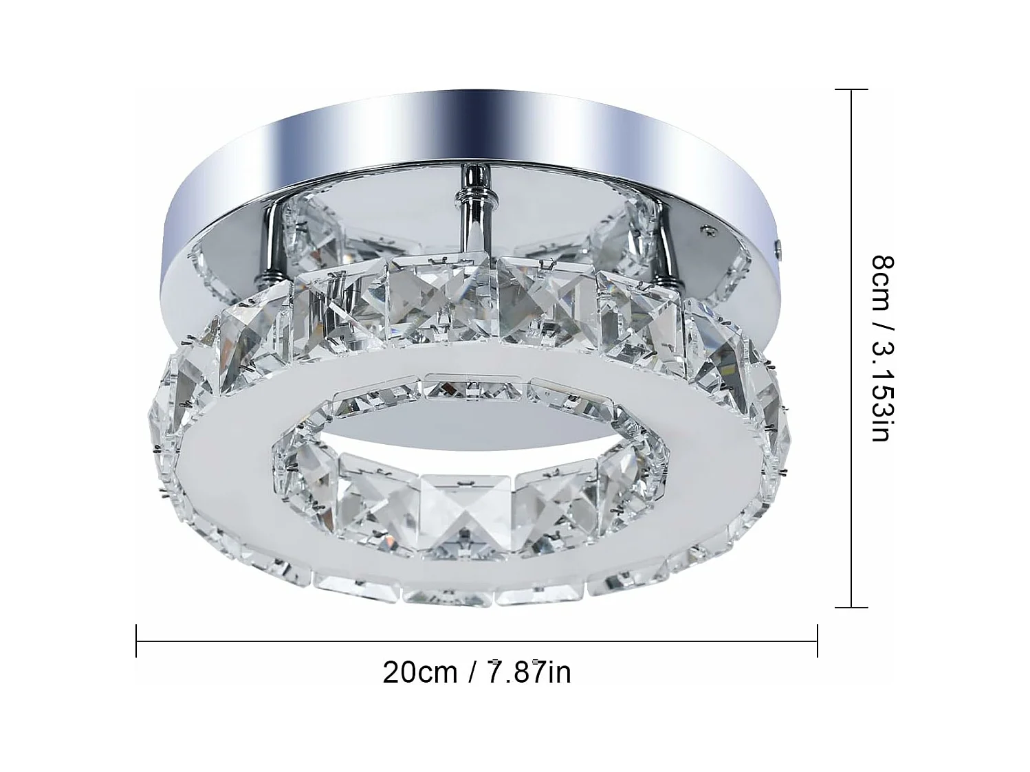 Plafonnier LED Moderne 12W Lustre en Cristal Éclairage Moderne pour Chambre Salon Cuisine Couloir Blanc Froid 6500K