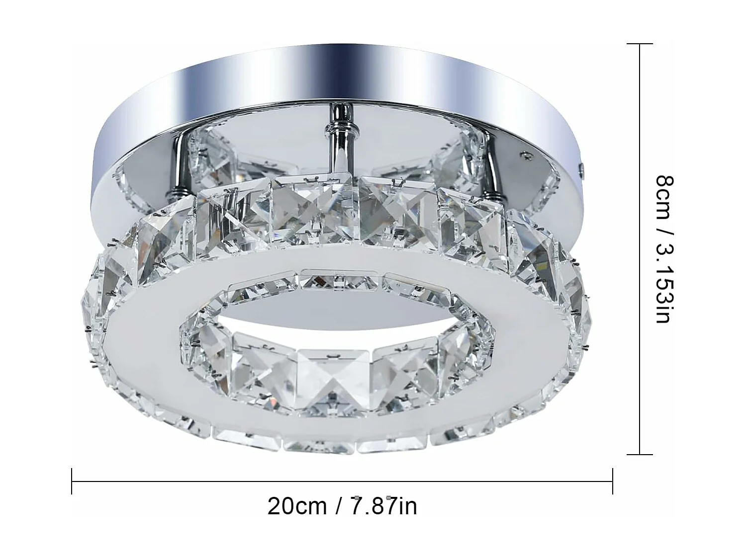 Plafonnier LED Moderne 12W Lustre en Cristal Éclairage Moderne pour Chambre Salon Cuisine Couloir Blanc Froid 6500K