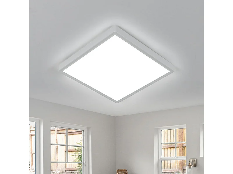 Plafonnier LED carré 30cm, 24W, 2700 lm, étanche IP45, pour salle de bain, design moderne et fin, 6500 K, idéal pour une chambre ou une cuisine