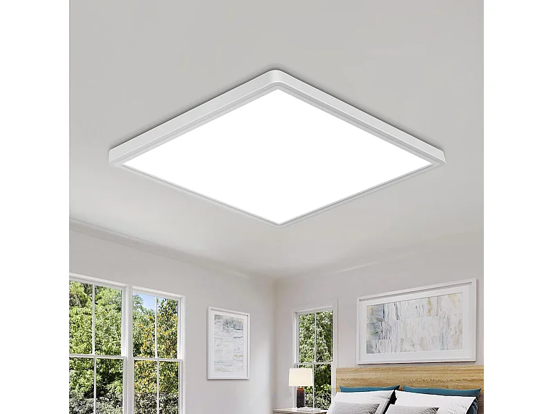 Plafonnier LED 24W, plafonnier carré 6500K, plafonnier mince moderne 2700LM pour chambre, salle de bain, cuisine, bureau, balcon