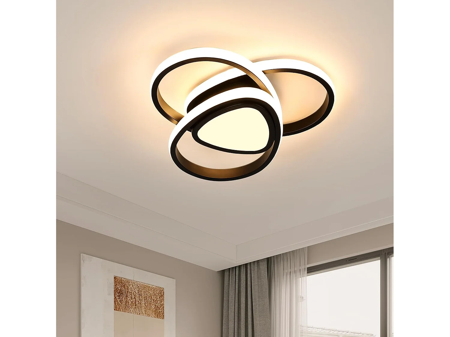 Plafonnier LED Moderne, 49W 5062lm, Luminaire de Plafond Diamètre 40cm, Éclairage Chaude 3000K