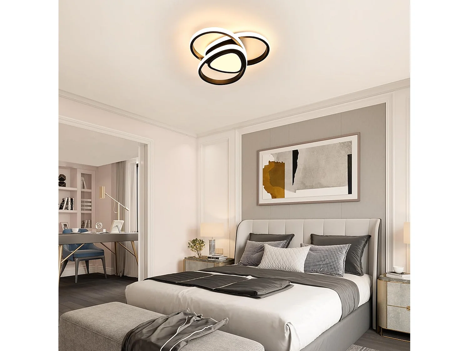 Plafonnier LED Moderne, 49W 5062lm, Luminaire de Plafond Diamètre 40cm, Éclairage Chaude 3000K
