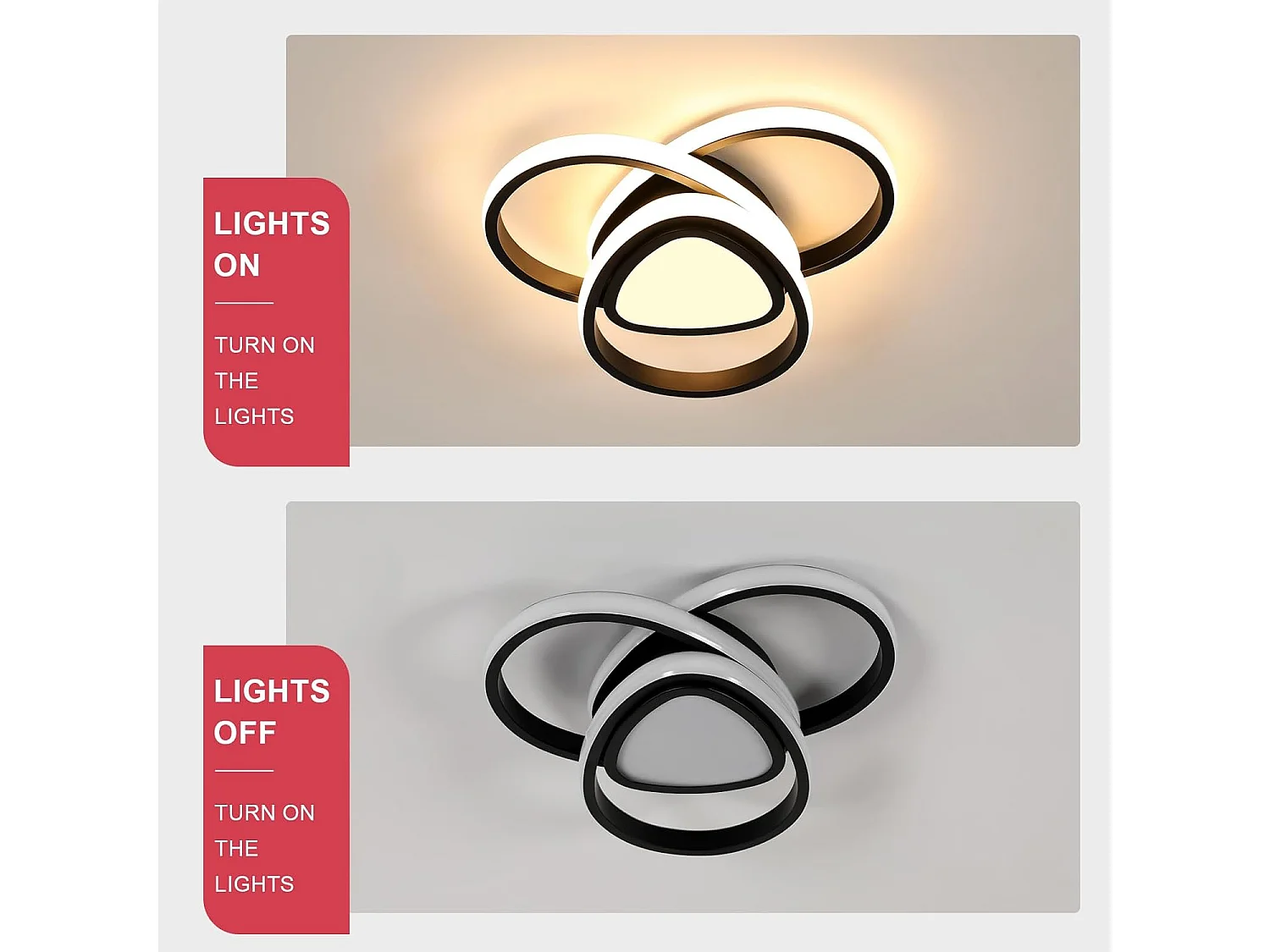 Plafonnier LED Moderne, 49W 5062lm, Luminaire de Plafond Diamètre 40cm, Éclairage Chaude 3000K