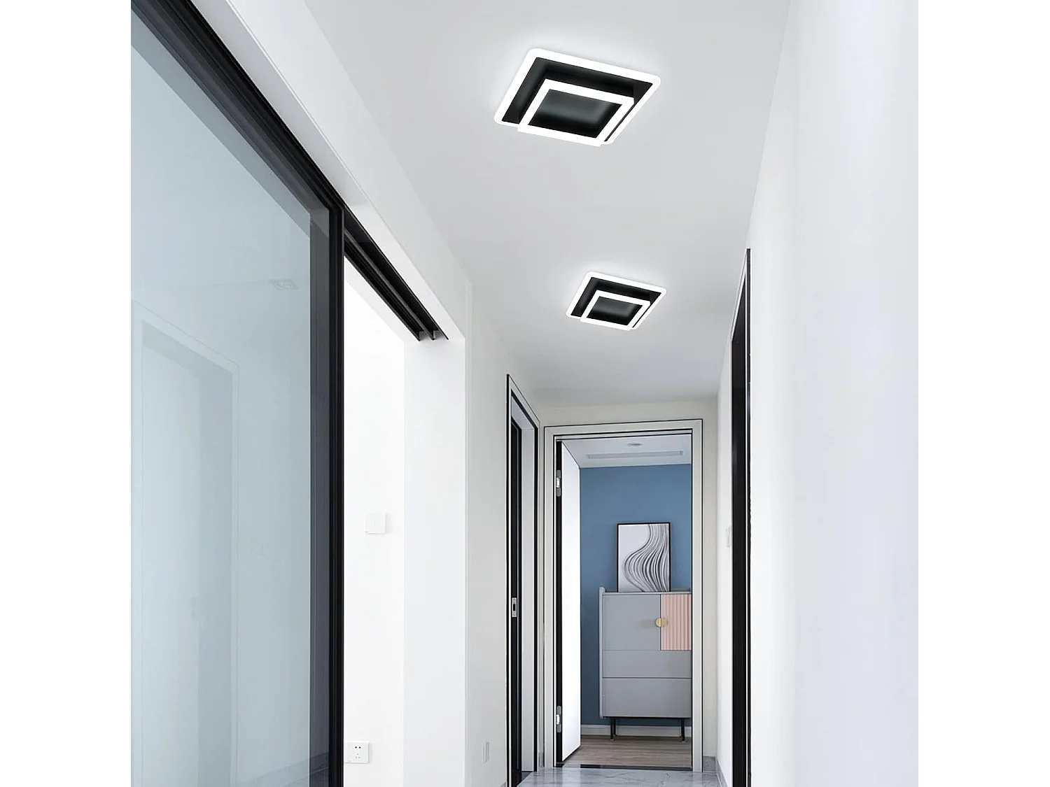 Plafonnier LED Moderne,30W 3375LM Lampe de Plafond LED Carré Noir,Luminaire Plafonnier LED en Acrylique pour Salon,Cuisine,Blanche Froide 6500K,30CM