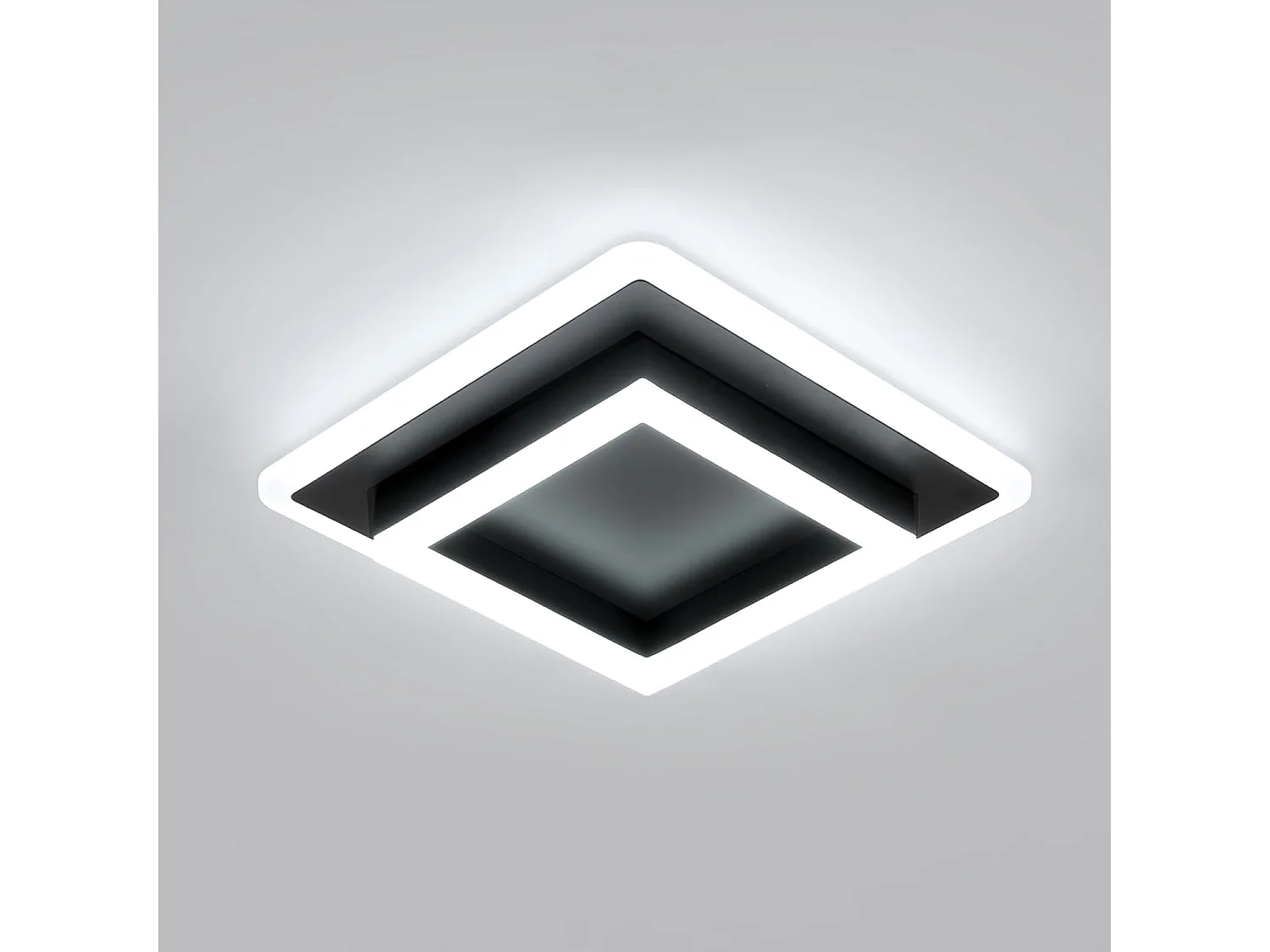 Plafonnier LED Moderne,30W 3375LM Lampe de Plafond LED Carré Noir,Luminaire Plafonnier LED en Acrylique pour Salon,Cuisine,Blanche Froide 6500K,30CM