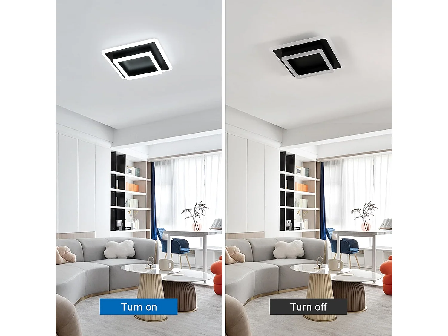 Plafonnier LED Moderne,30W 3375LM Lampe de Plafond LED Carré Noir,Luminaire Plafonnier LED en Acrylique pour Salon,Cuisine,Blanche Froide 6500K,30CM