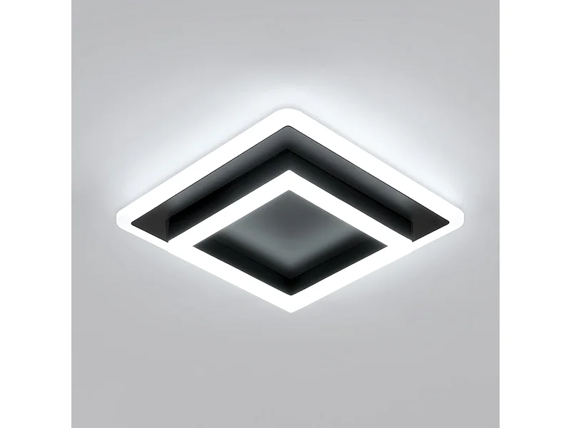 Plafonnier LED Moderne,30W 3375LM Lampe de Plafond LED Carré Noir,Luminaire Plafonnier LED en Acrylique pour Salon,Cuisine,Blanche Froide 6500K,30CM