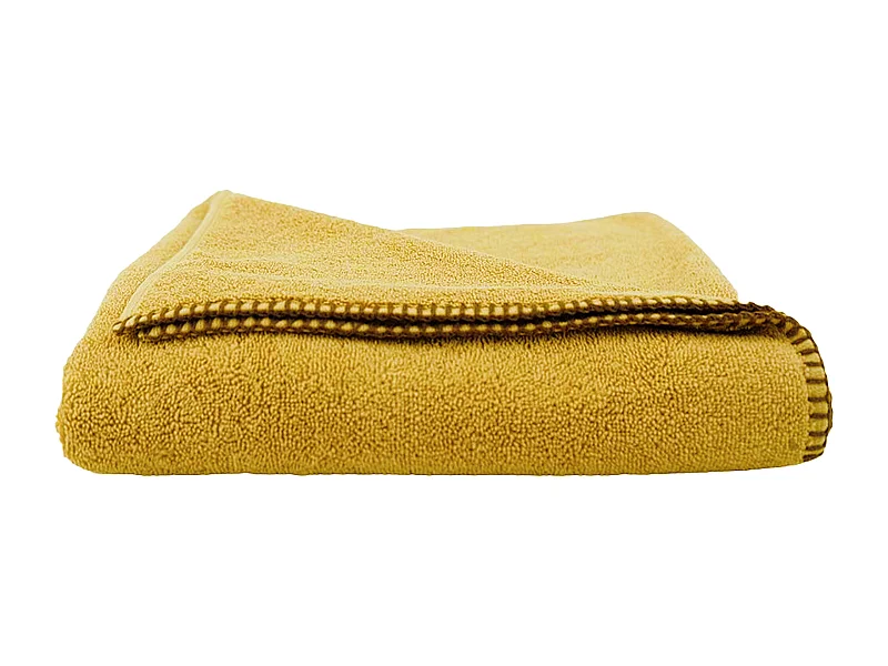 Drap de bain éponge bouclette 90x150 cm FJORD coton jaune curry