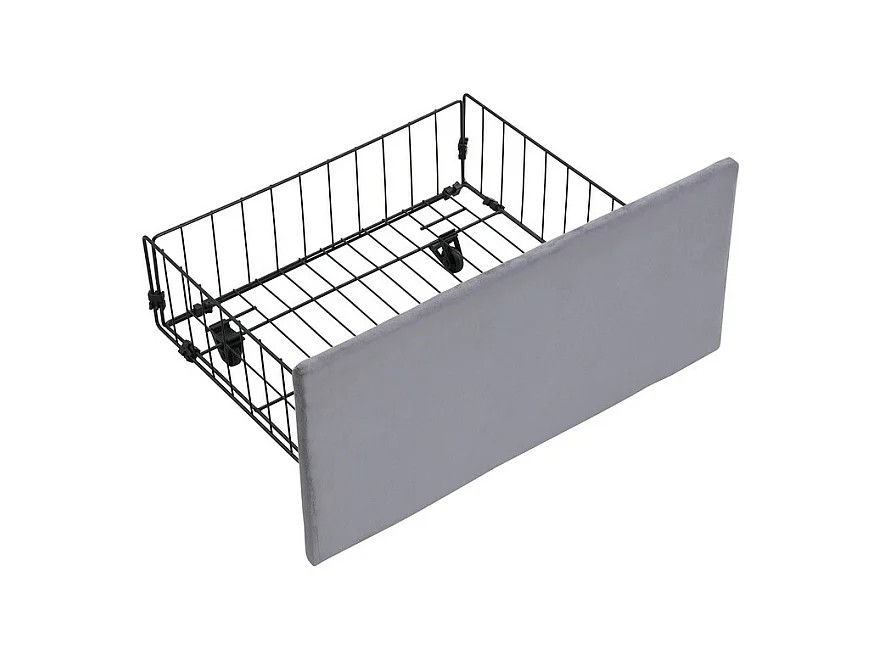 Cama baú em veludo cinza, 180 x 200 cm, com 3 gavetas e cabeceira ajustável, carga máx. 300kg