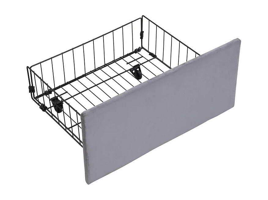 Lit coffre en velours gris, 180 x 200 cm, avec 3 tiroirs et tête de lit réglable, charge max 300kg