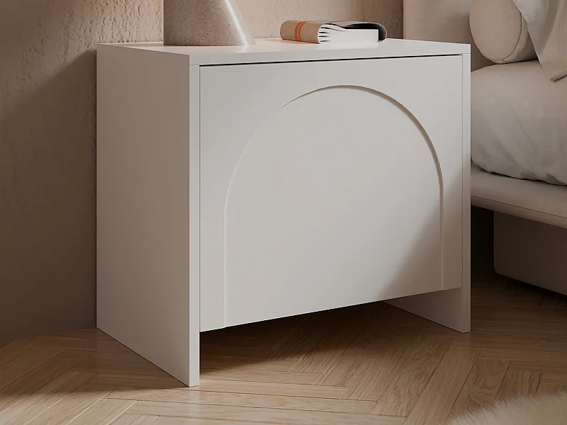 Lot de 2 tables de chevet avec 1 porte - Blanc - NALYRA de Maison Céphy