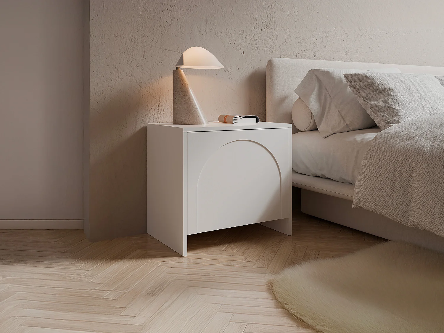 Lot de 2 tables de chevet avec 1 porte - Blanc - NALYRA de Maison Céphy