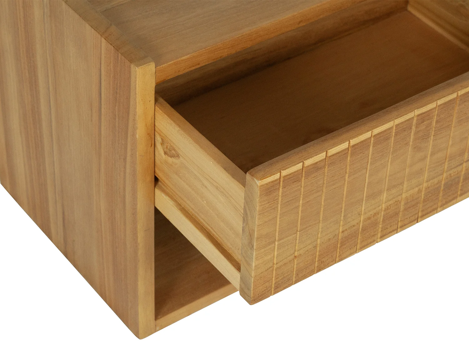 Table de chevet suspendue 1 tiroir et 1 niche - Bois de teck - Coloris : Naturel - REVUKA