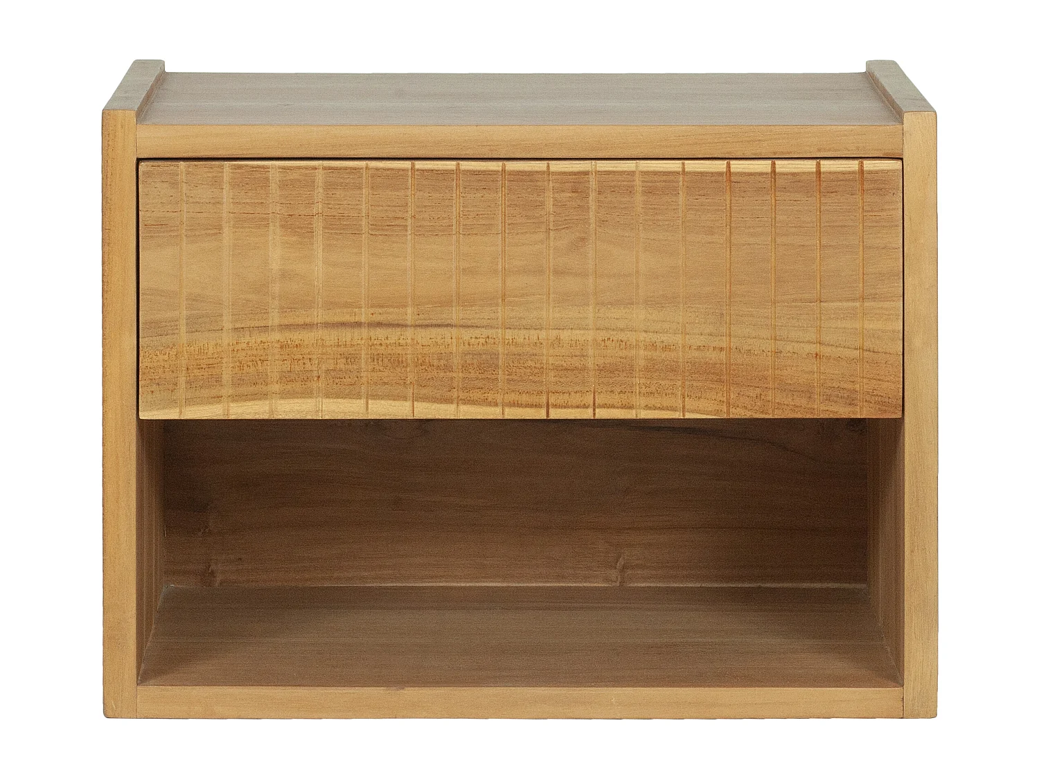 Table de chevet suspendue 1 tiroir et 1 niche - Bois de teck - Coloris : Naturel - REVUKA