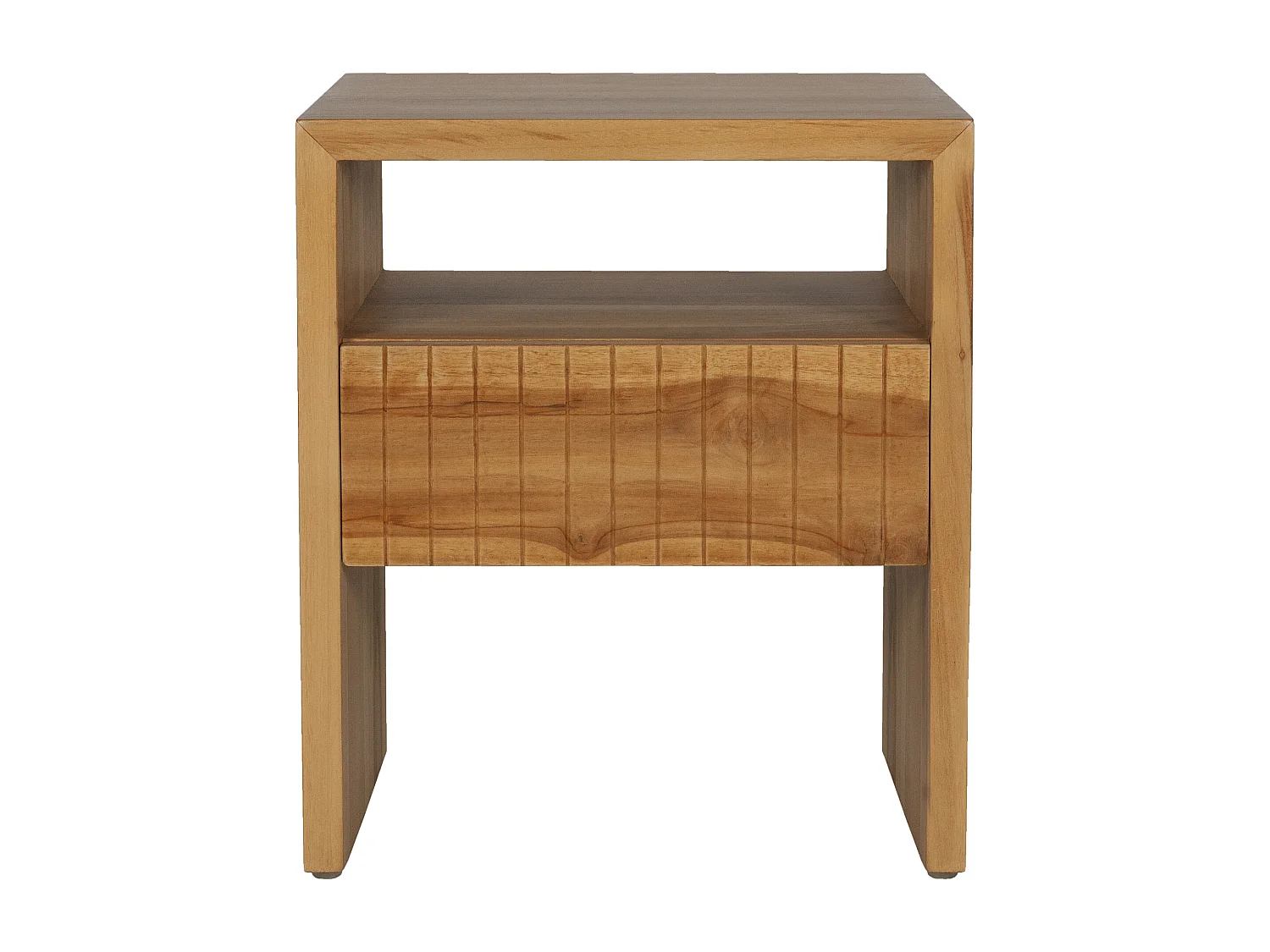 Table de chevet 1 tiroir et 1 niche - Bois de teck - Coloris : Naturel - REVUKA