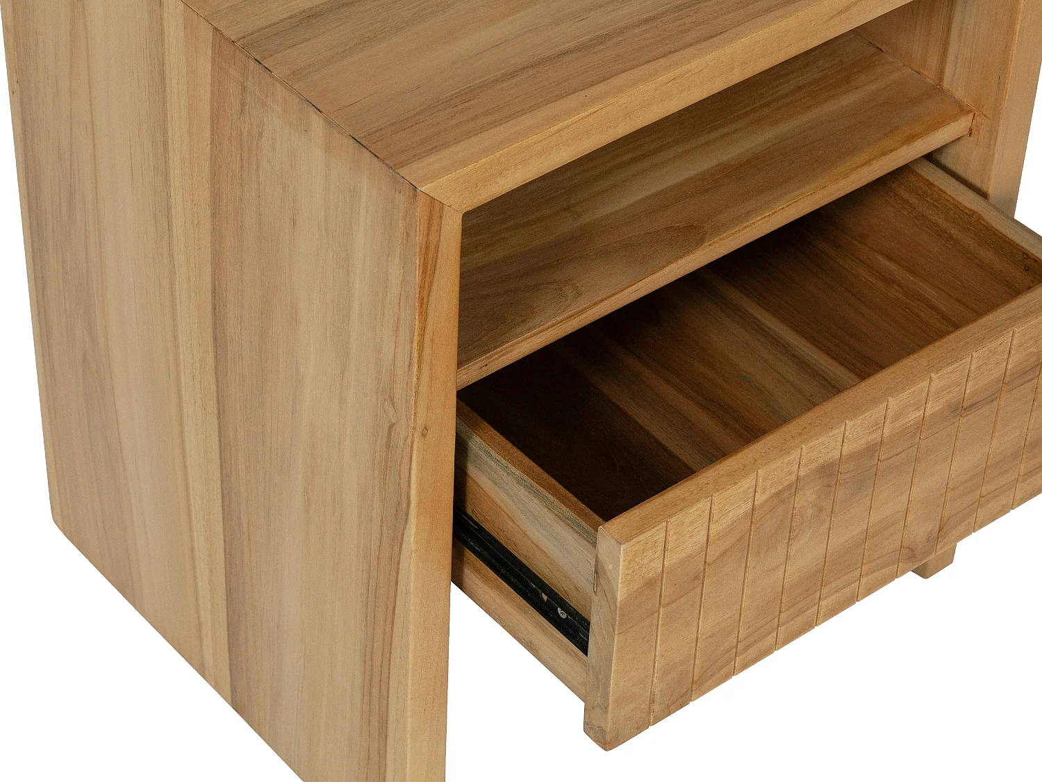 Table de chevet 1 tiroir et 1 niche - Bois de teck - Coloris : Naturel - REVUKA