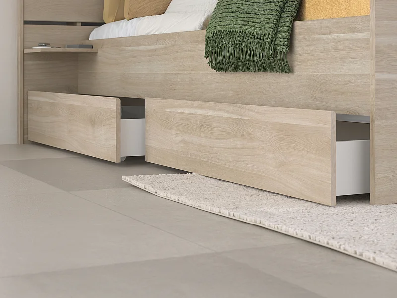 2‑er Set Schubladen für Bett 140/160/180 cm - Naturfarben - TENALIA