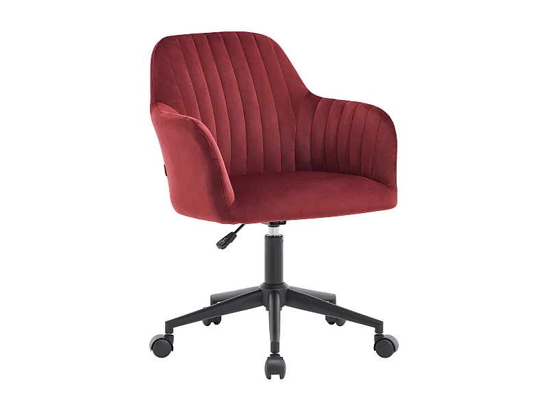 Bureaustoel - Fluweel - Bordeaux en zwart - Verstelbare hoogte - ELEANA