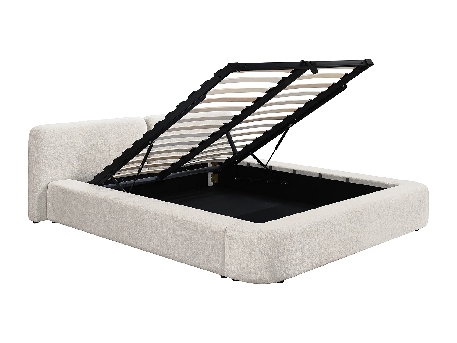 Lit coffre 140 x 190 cm - Tissu - Beige - JUDALO de Maison Céphy