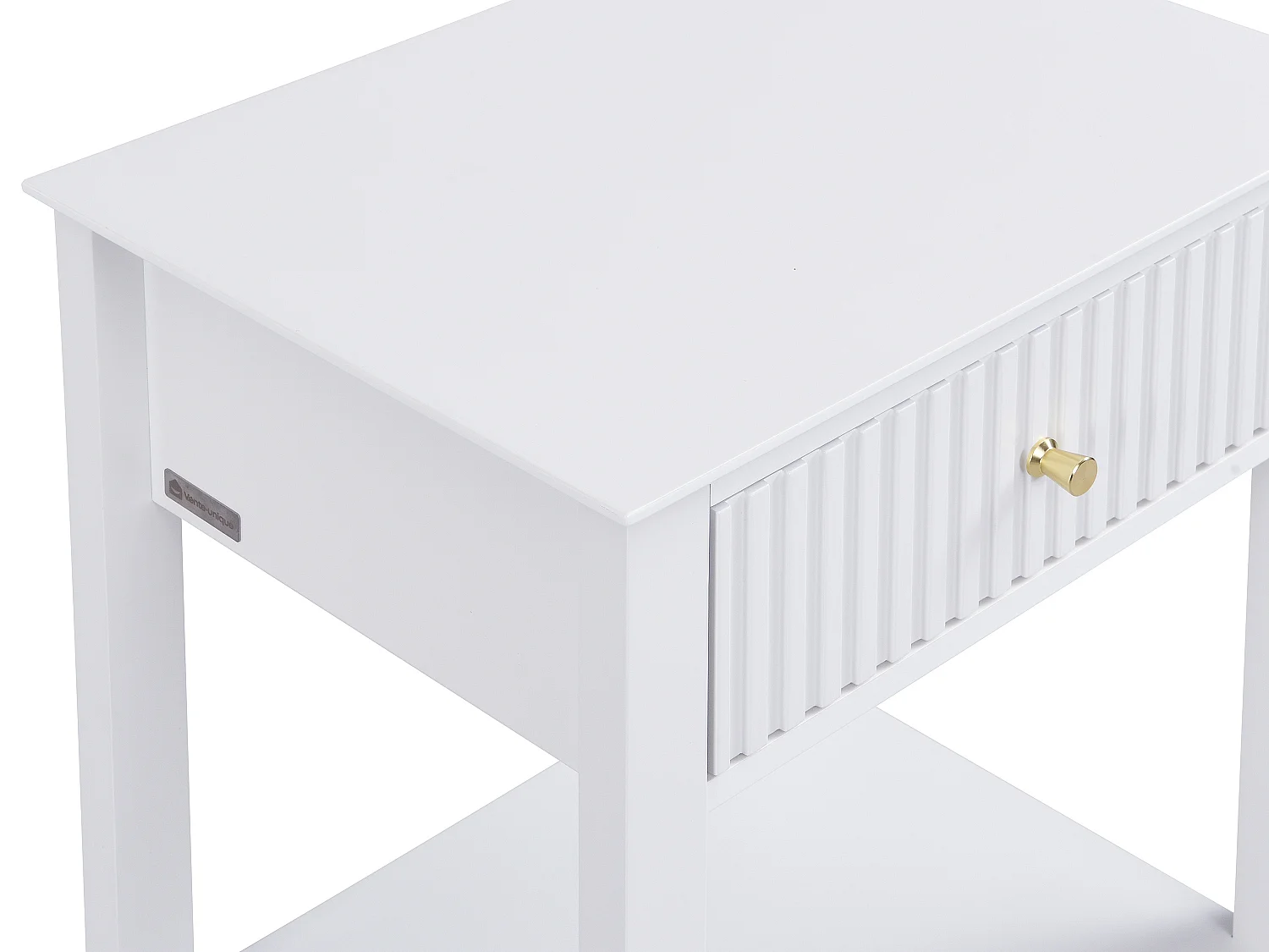 Nachttisch 1 Schublade & 1 Ablage – MDF – Weiß – NIRIVA