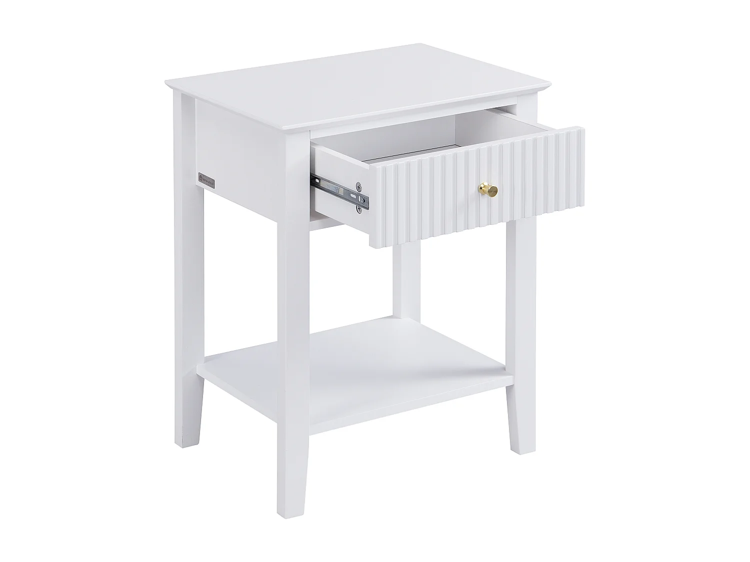 Nachttisch 1 Schublade & 1 Ablage – MDF – Weiß – NIRIVA