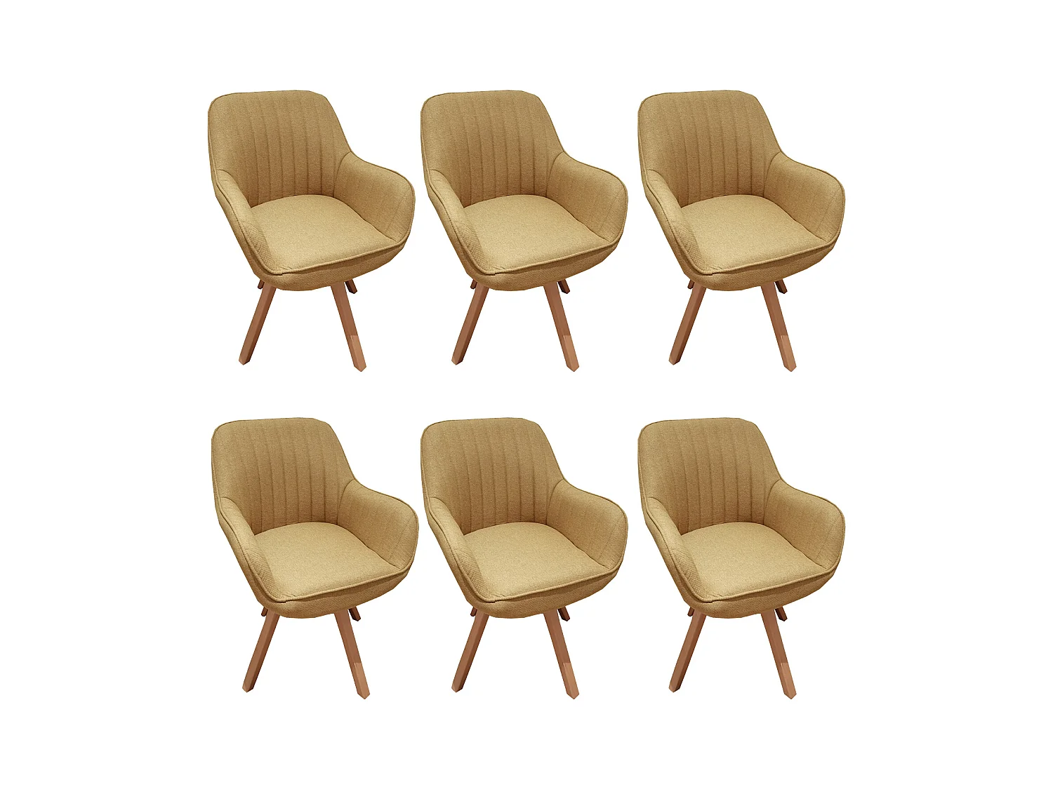 Lot de 6 fauteuil de salle à manger rotatif style scandinave en jaune tissu,CARSON