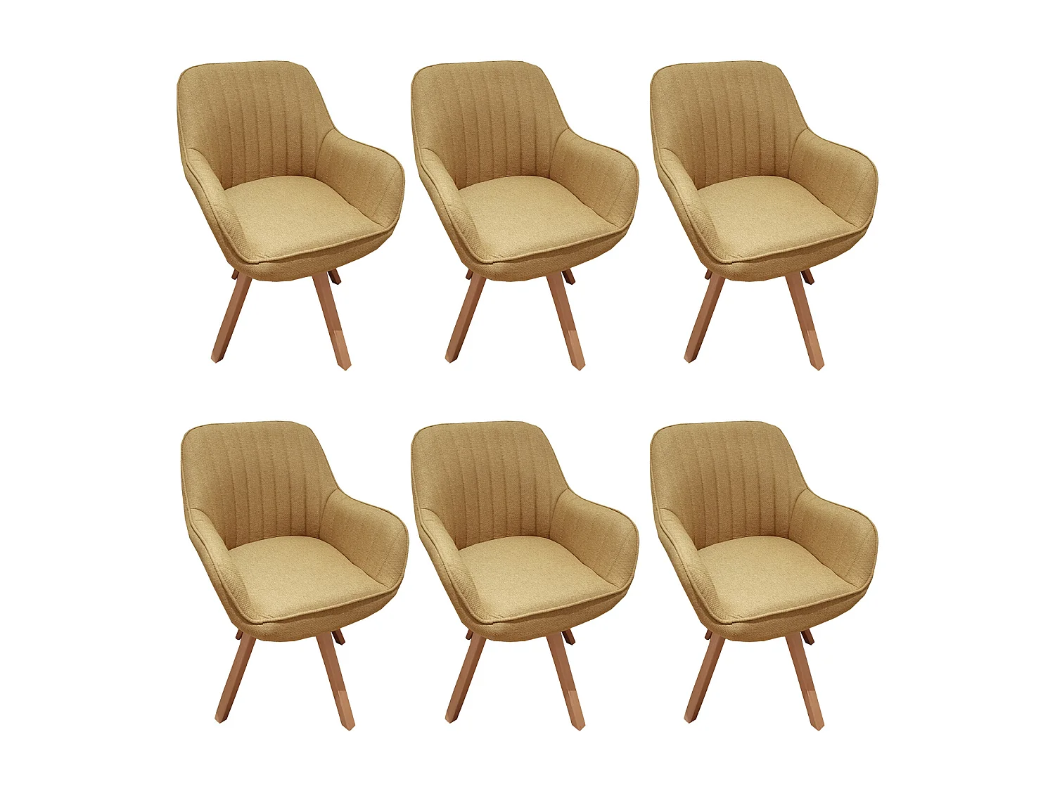 Lot de 6 fauteuil de salle à manger rotatif style scandinave en jaune tissu,CARSON