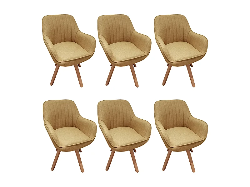 Lot de 6 fauteuil de salle à manger rotatif style scandinave en jaune tissu,CARSON