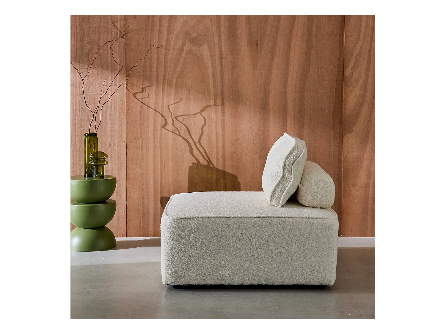 Módulo para sofá modular en tejido borreguito, 1 plaza crema