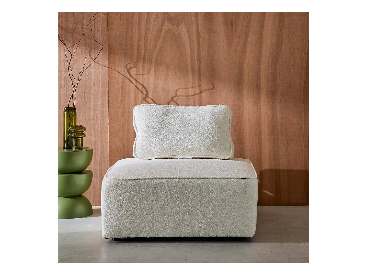 Módulo para sofá modular en tejido borreguito, 1 plaza crema