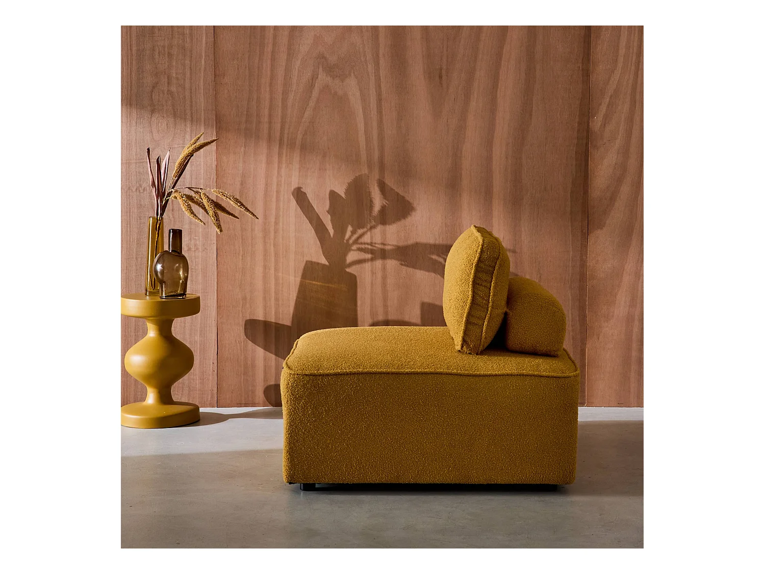 Poltrona per divano modulare in bouclé, 1 posto , mostarda