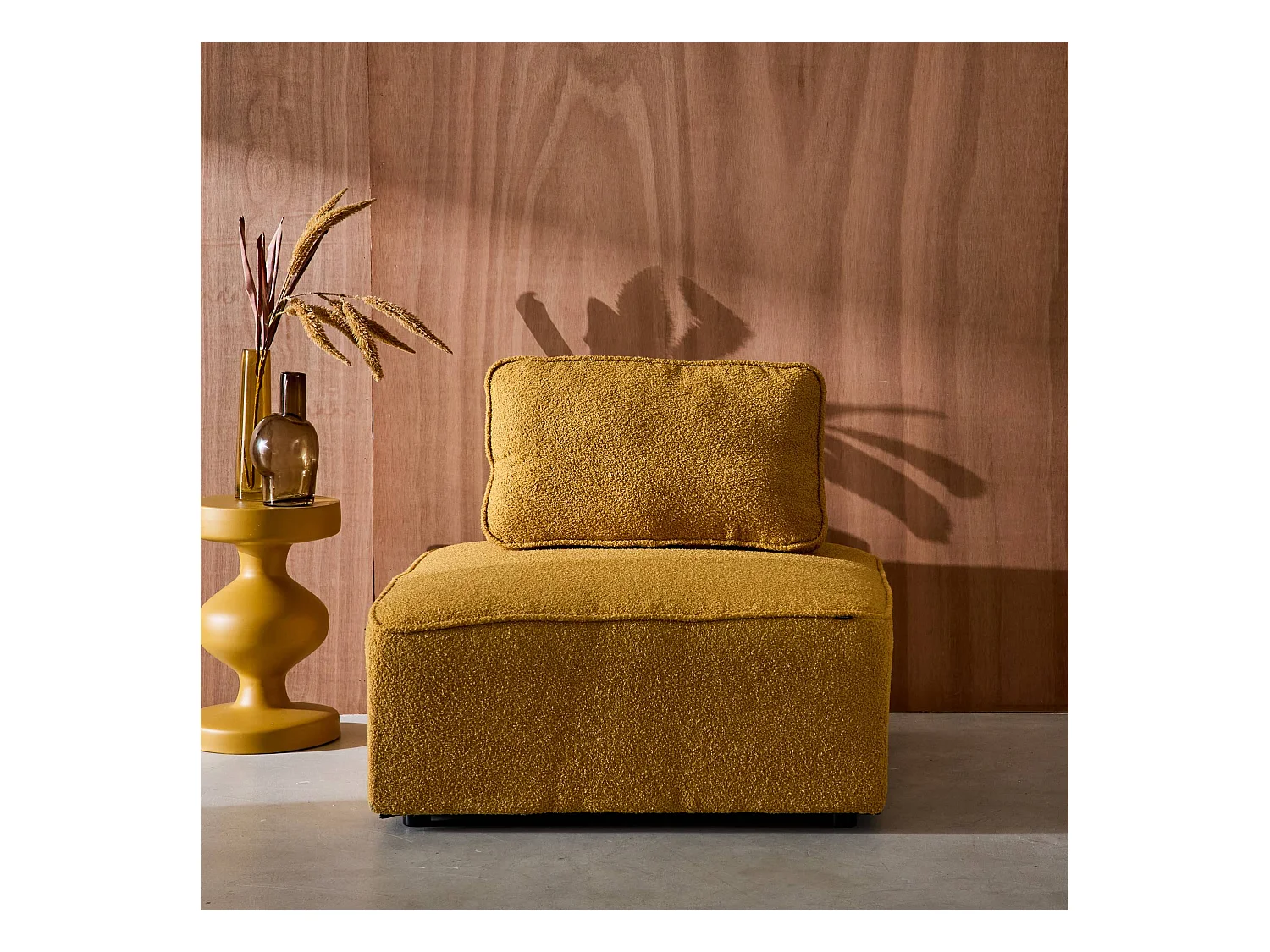 Poltrona per divano modulare in bouclé, 1 posto , mostarda