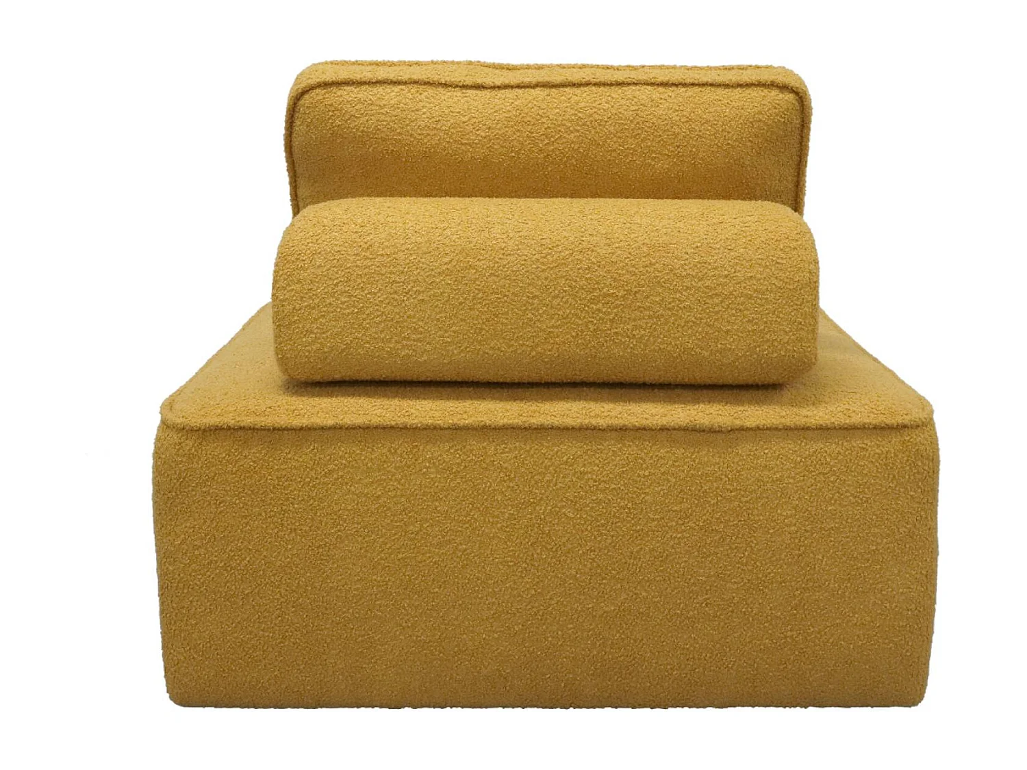 Chauffeuse pour canapé modulable tissu bouclette moutarde 1 place Bao. L 90 x P 90 x H 74cm