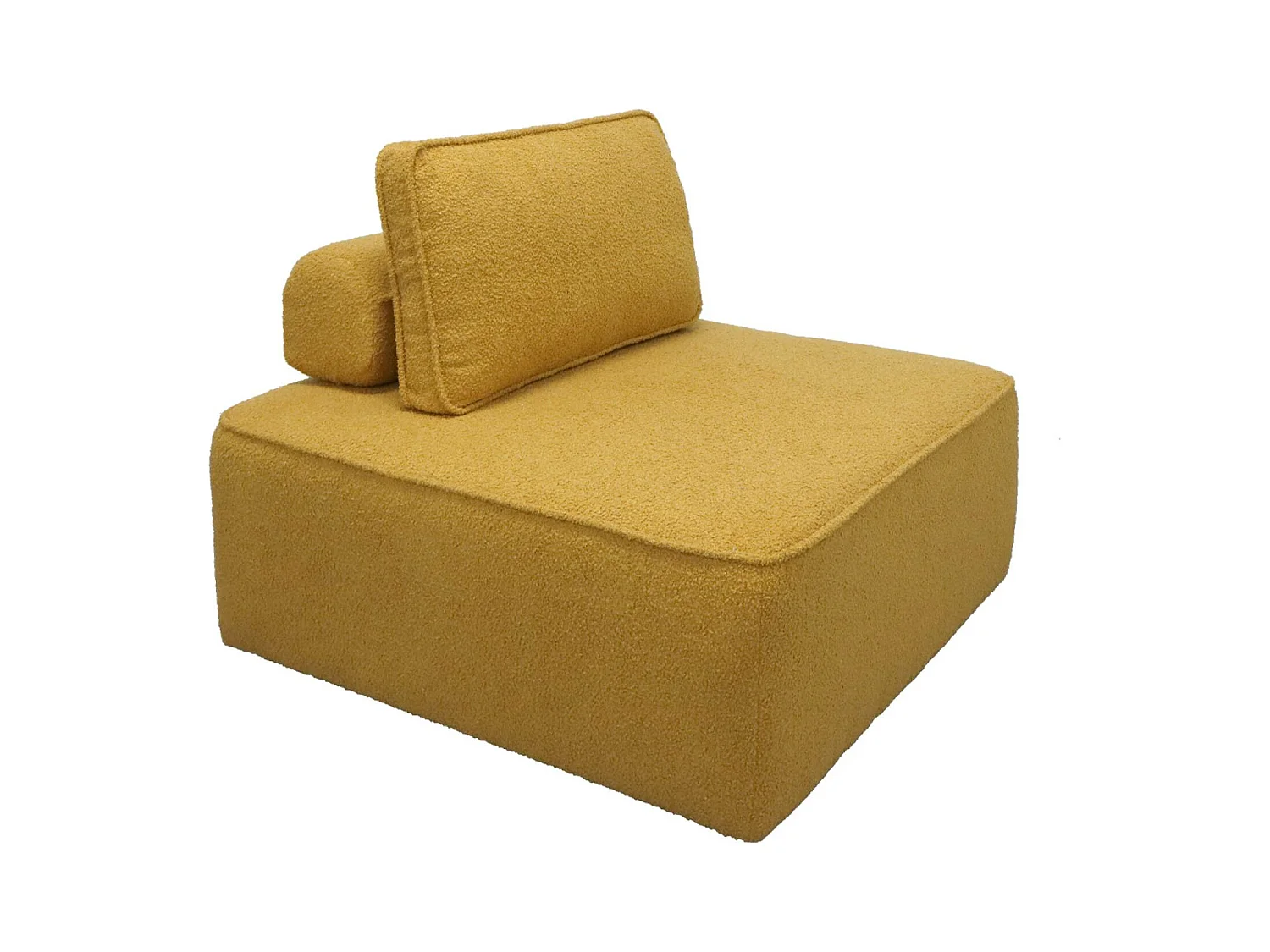 Chauffeuse pour canapé modulable tissu bouclette moutarde 1 place Bao. L 90 x P 90 x H 74cm