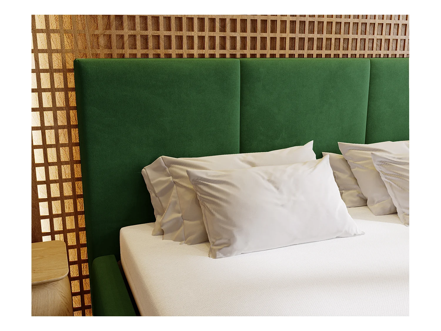 Emporius Lit 140x200 Lary - Lit avec rangement, Lit adulte rembourré - sommier à Lattes, tissu velours Vert (Magic Velvet 2225)