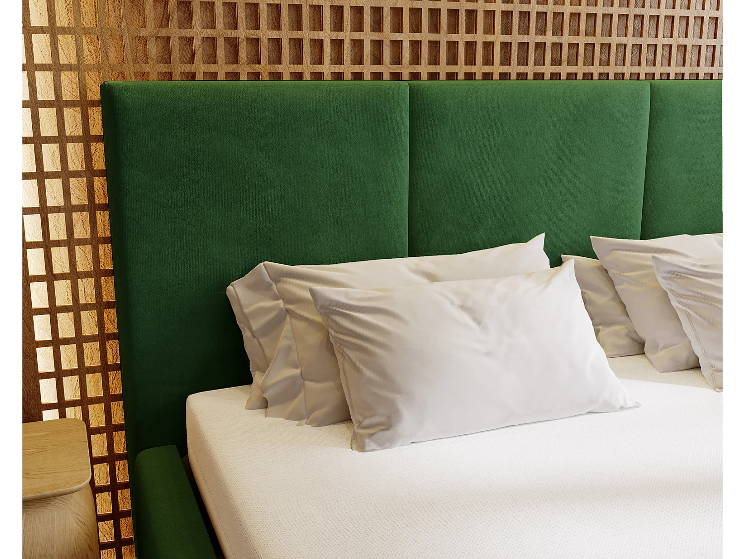 Emporius Tweepersoonsbed met opbergruimte 140x200 cm Lary - Gestoffeerd bed 140 x 200, fluweel Groen (Magic Velvet 2225)