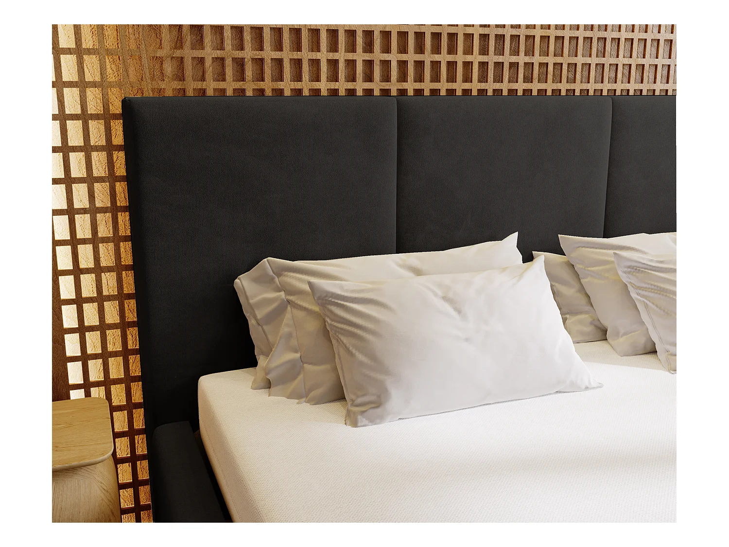 Emporius Lit 180x200 Lary - Lit avec rangement, Lit adulte rembourré - sommier à Lattes, tissu velours Noir (Magic Velvet 2219)