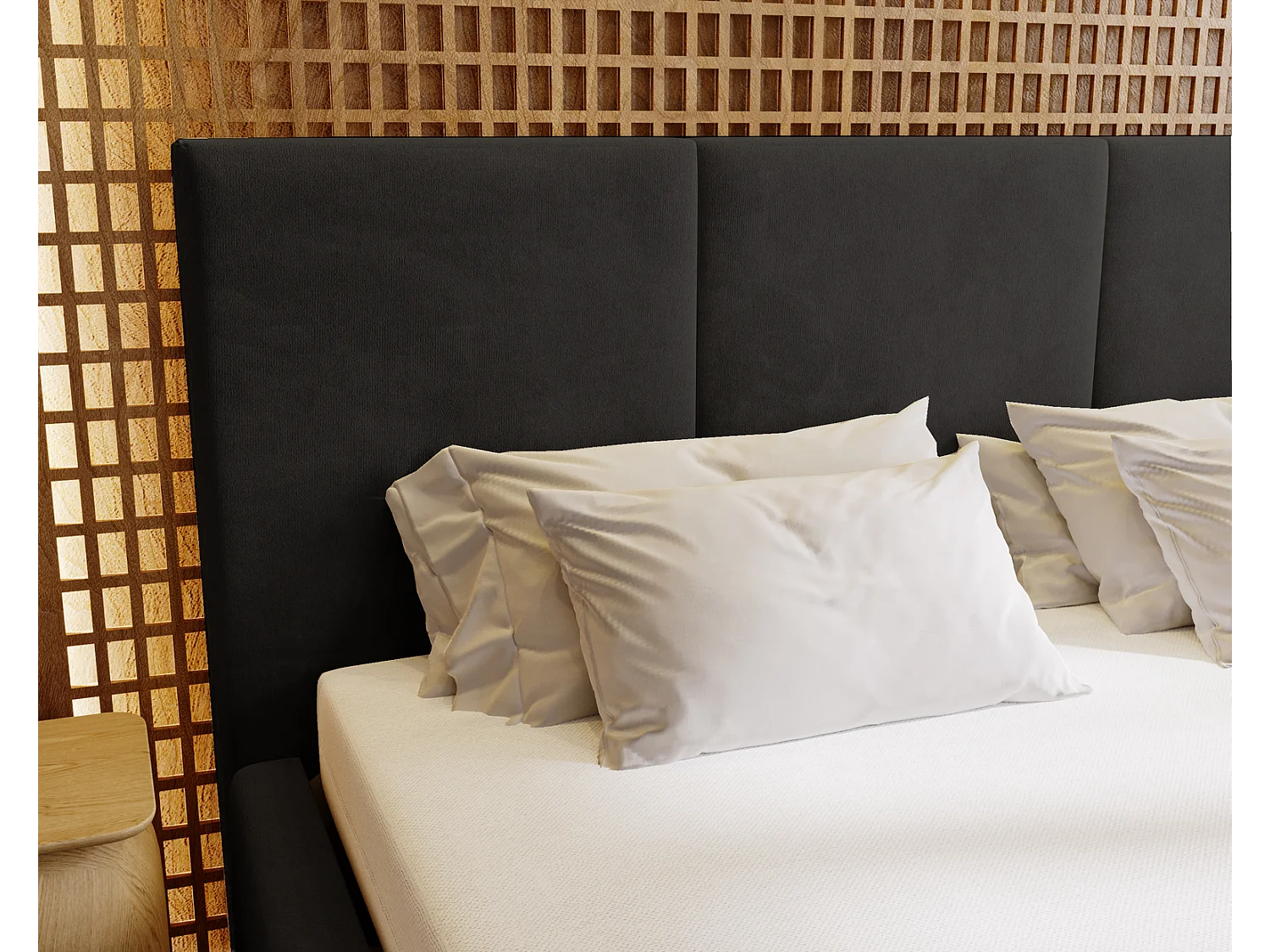 Emporius Lit 180x200 Lary - Lit avec rangement, Lit adulte rembourré - sommier à Lattes, tissu velours Noir (Magic Velvet 2219)