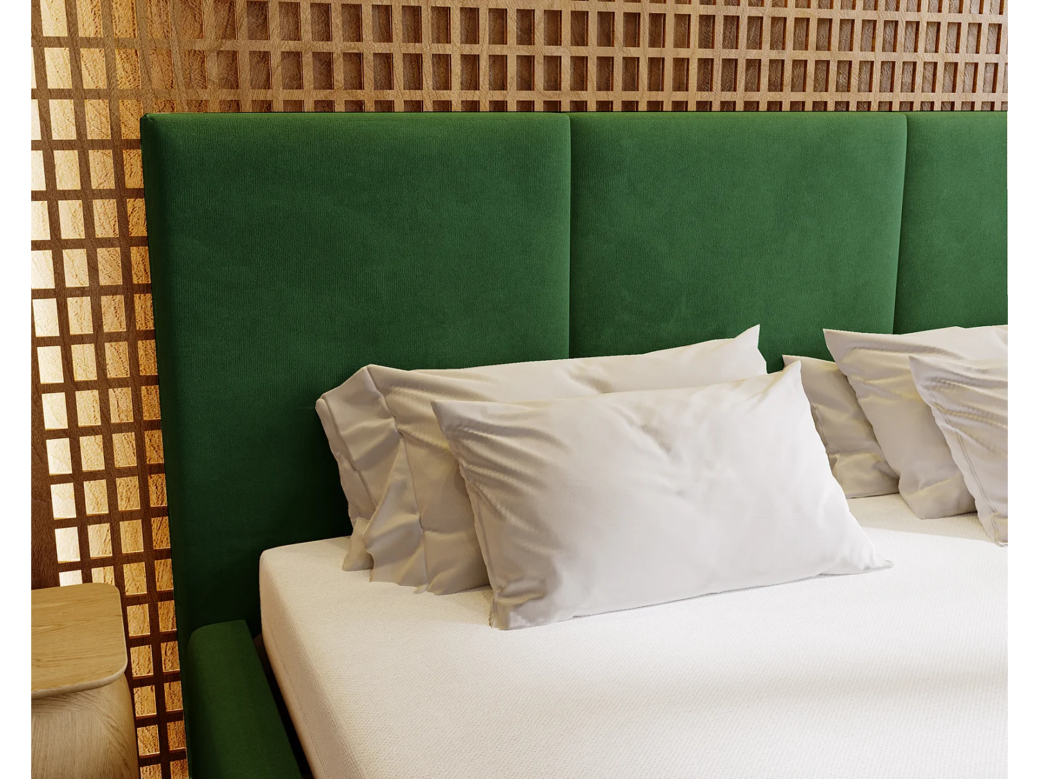 Emporius Lit 160x200 Lary - Lit avec rangement, Lit adulte rembourré - sommier à Lattes, tissu velours Vert (Magic Velvet 2225)