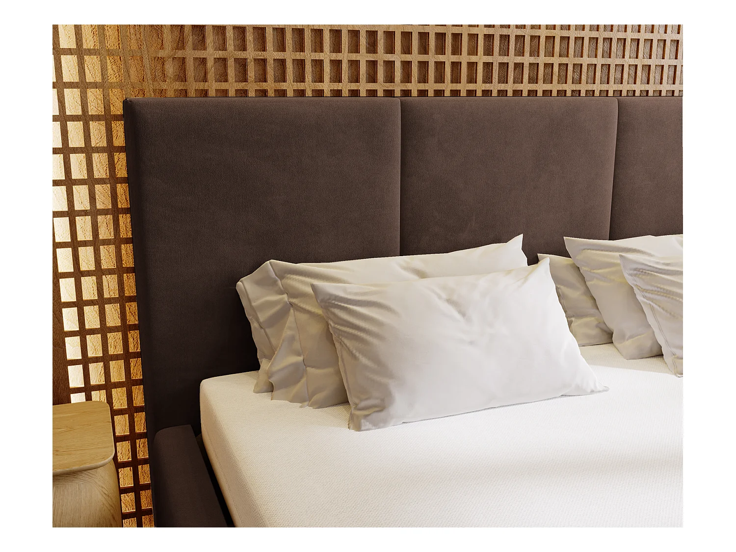 Emporius Lit 180x200 Lary - Lit avec rangement, Lit adulte rembourré - sommier à Lattes, tissu velours Brun (Magic Velvet 2205)