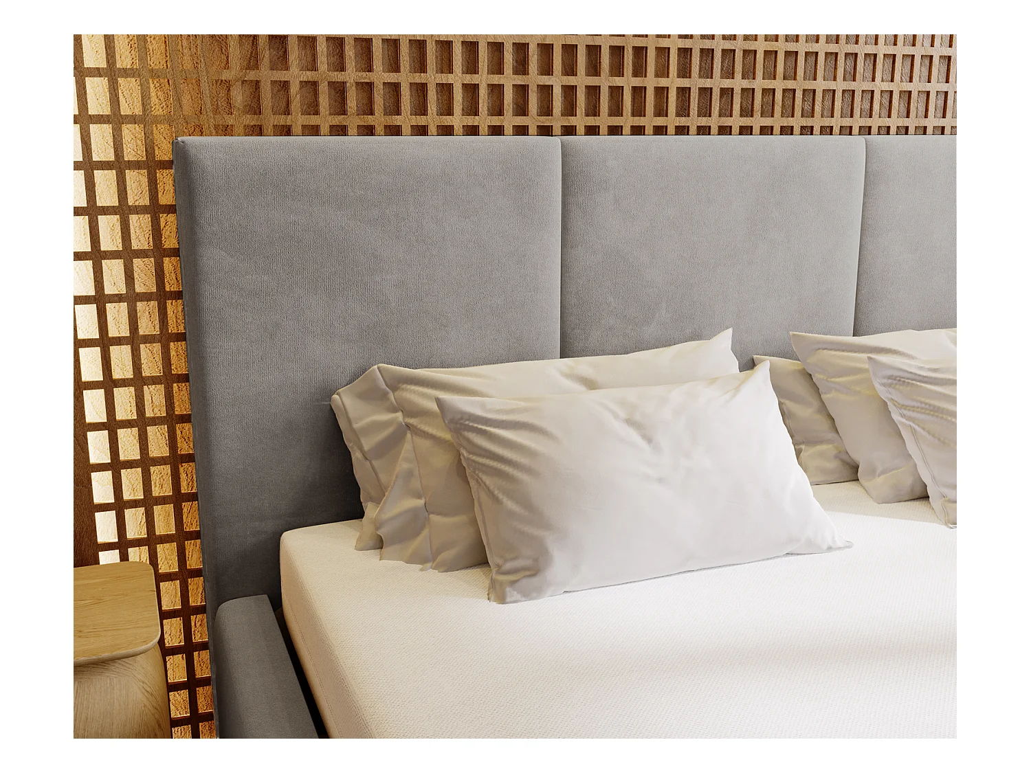 Emporius Lit 180x200 Lary - Lit avec rangement, Lit adulte rembourré - sommier à Lattes, tissu velours Gris (Magic Velvet 2217)