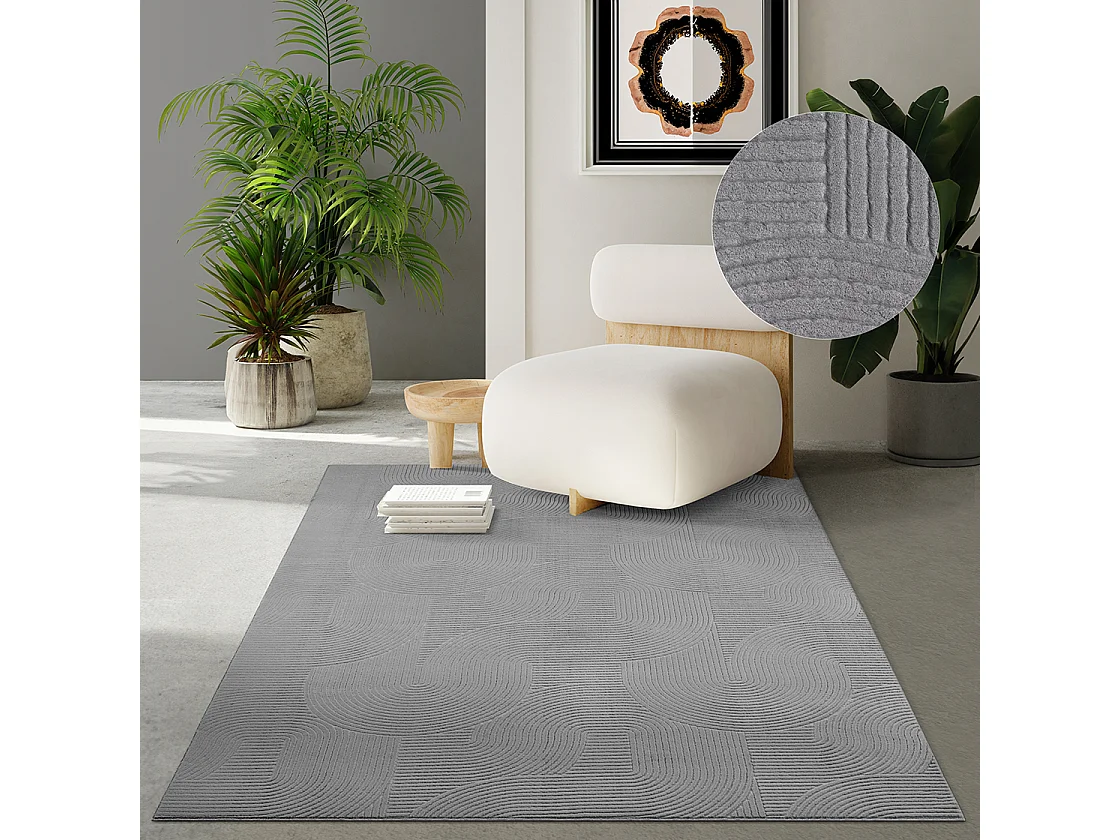 Tapis Rio salon antidérapant arc, Gris, 160 x 220 cm