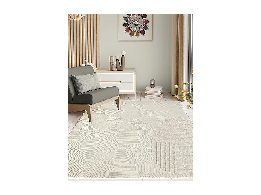 Tapis Rio salon antidérapant arc, Crème, 300 x 400 cm