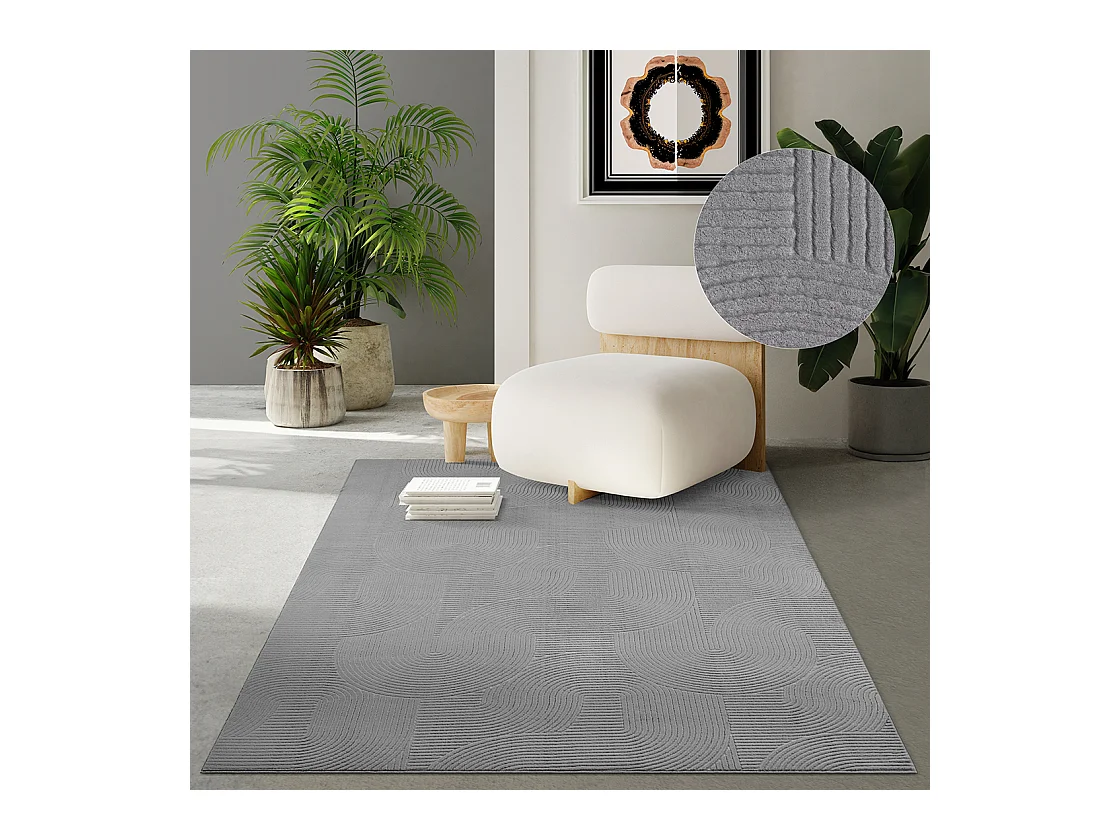 Tapis Rio salon antidérapant arc, Gris, 80 x 150 cm