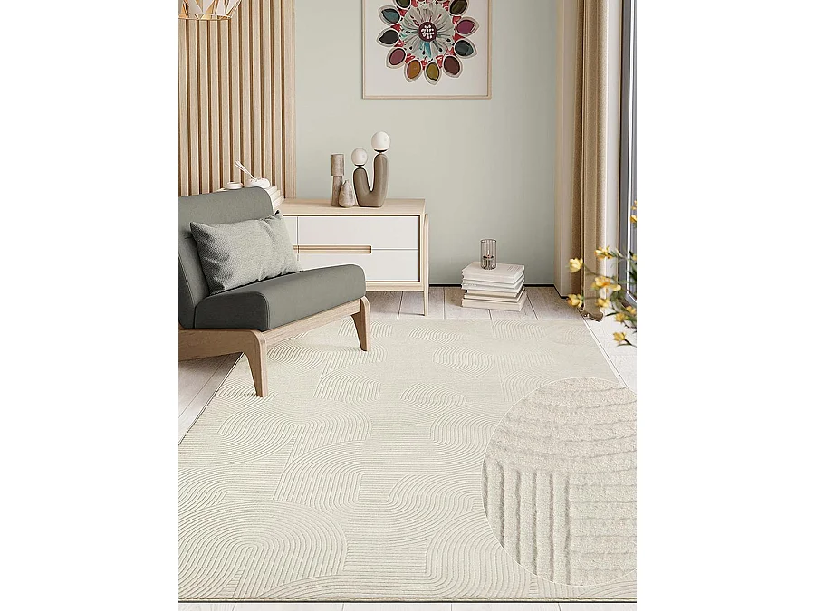 Tapis Rio salon antidérapant arc, Crème, 240 x 340 cm