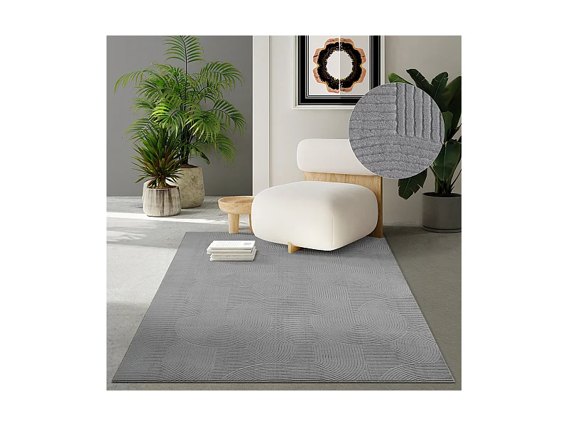 Tapete Rio sala estar antiderrapante arco, Cinza, 80 x 300 cm