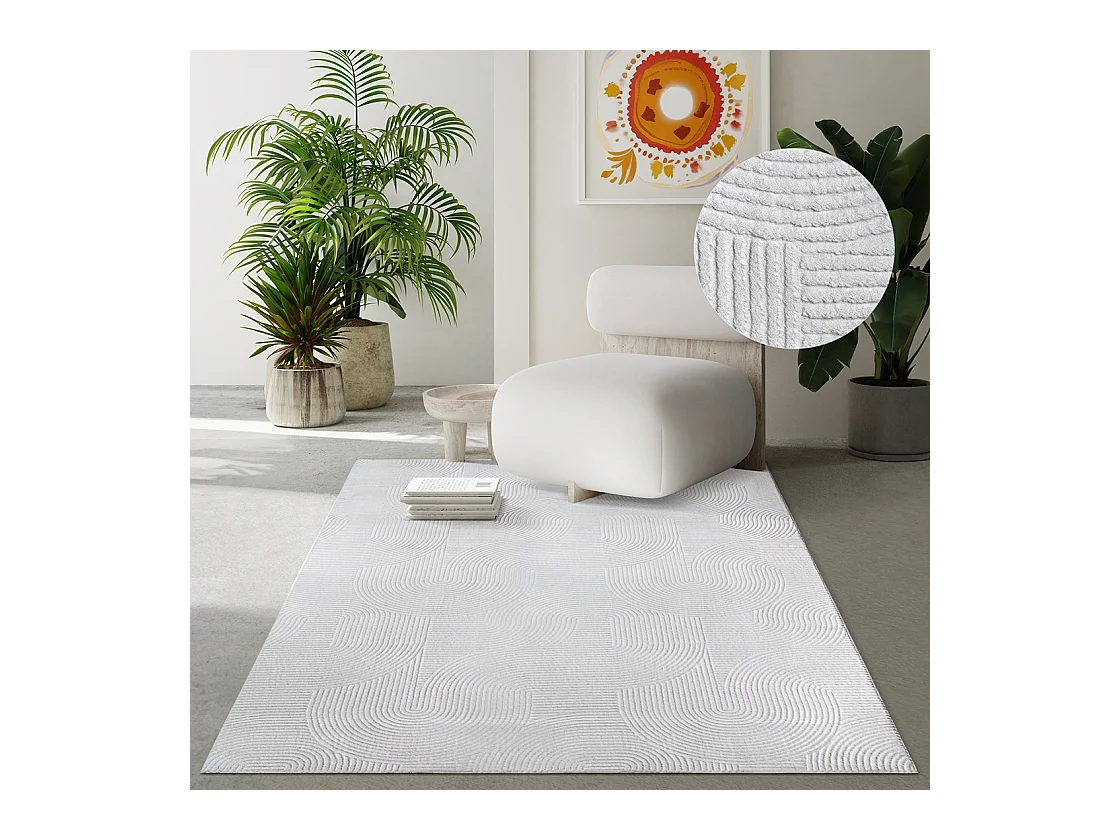 Tapis Rio salon antidérapant arc, Blanc cassé, 140 x 200 cm