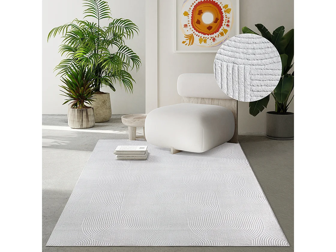 Tapis Rio salon antidérapant arc, Blanc cassé, 140 x 200 cm