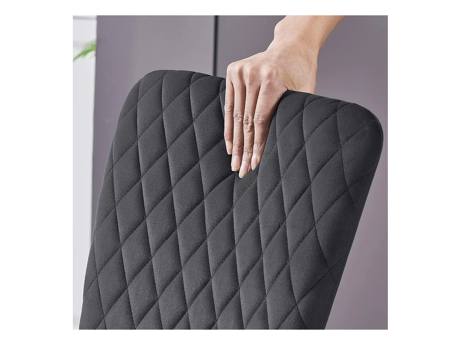 Lot de 4 Chaises Scandinaves en Velours Cadre en métal avec Dossier pour Salon, Cuisine, Salle à Manger (4, Noir)